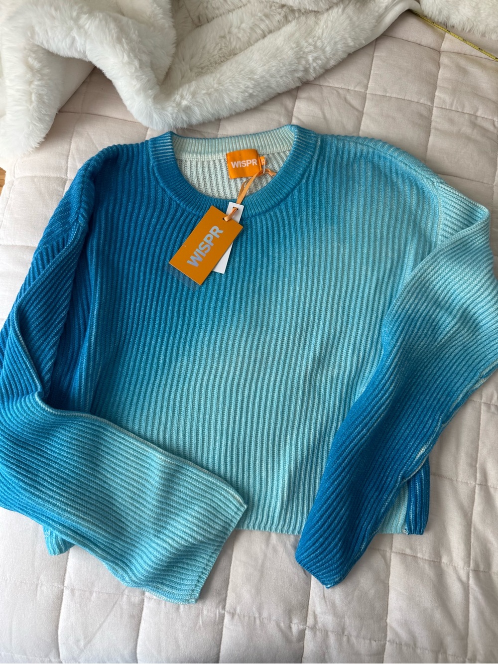 NWT WISPR Ombre Blue Ribbed Knit Sweater